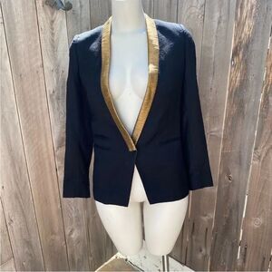 The KOOPLES Elegant Black and Gold Women's Blazer size 34/XS